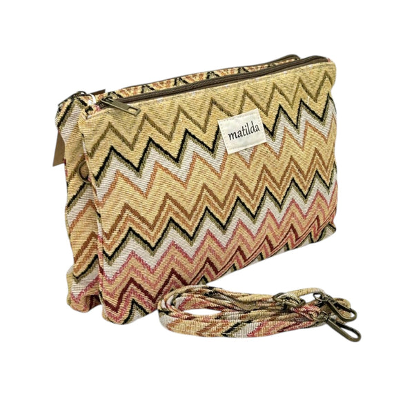 Bolso bandolera doble zigzag amarillo