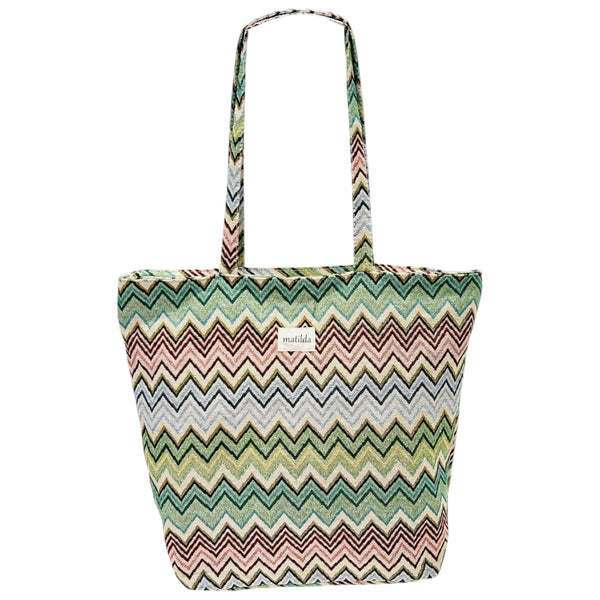 Bolsa grande zigzag tonos verdosos