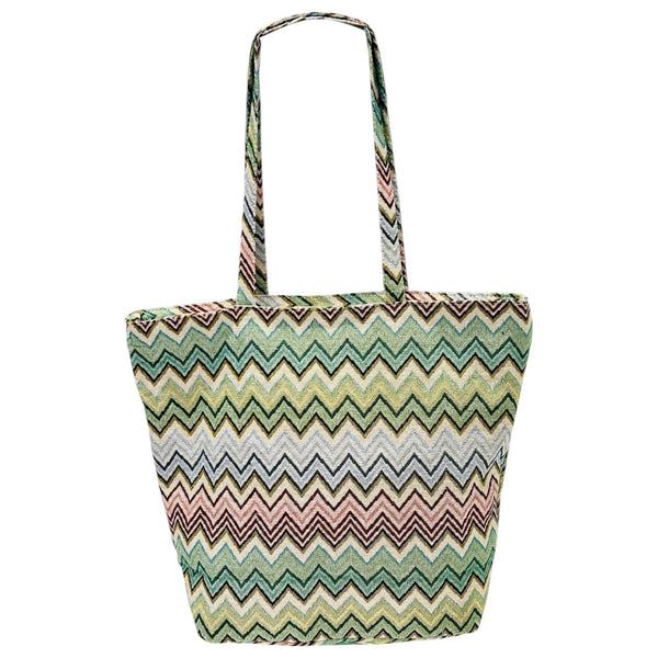 Bolsa grande zigzag tonos verdosos