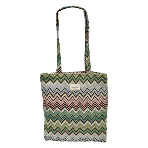 Bolsa mediana zigzag tonos verdosos