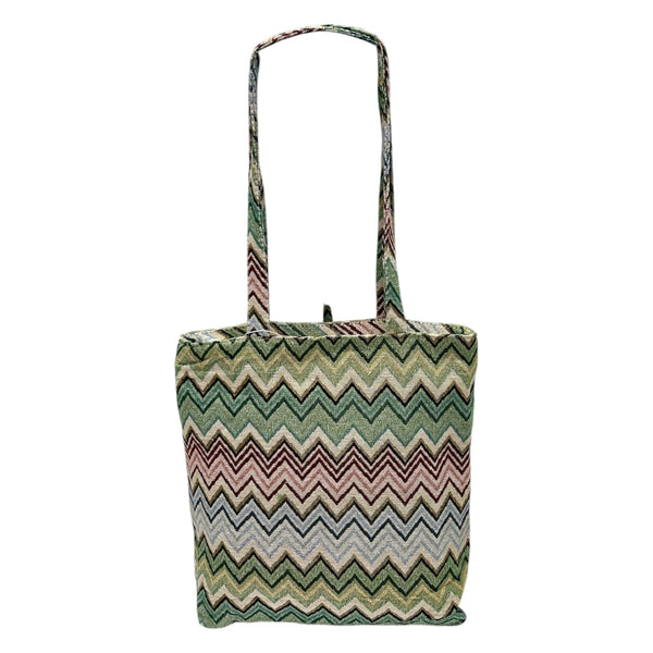 Bolsa mediana zigzag tonos verdosos