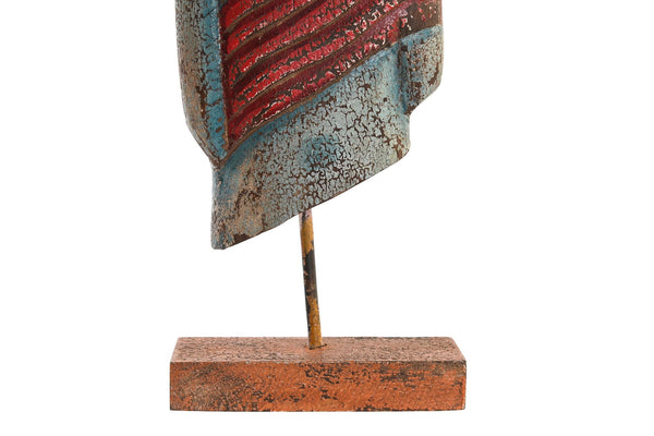 base metálica y túnica roja envejecida figura buda – decoración espiritual brocantia