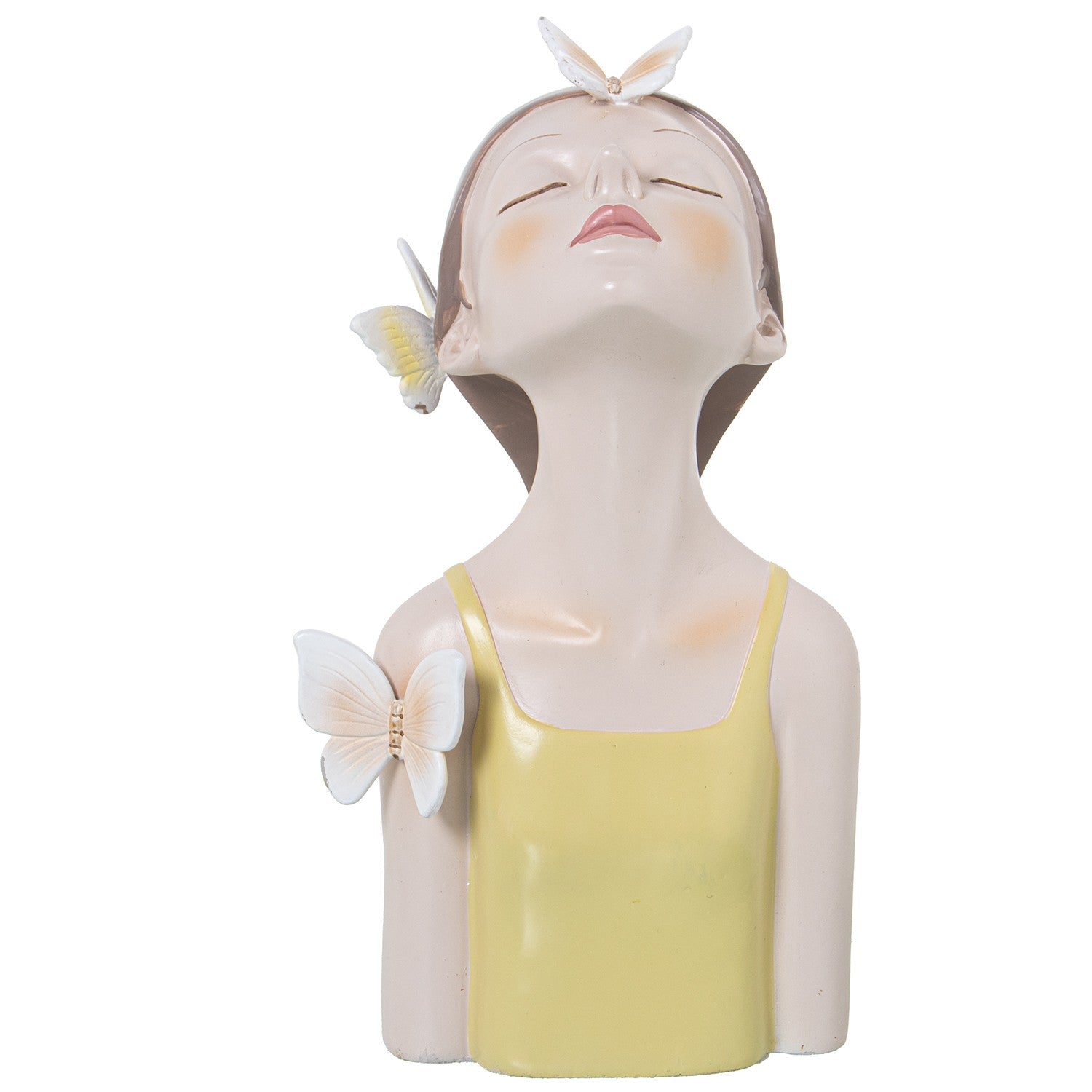 Figura niña con mariposas amarilla