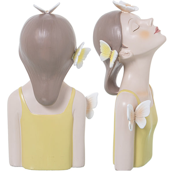 Figura niña con mariposas amarilla