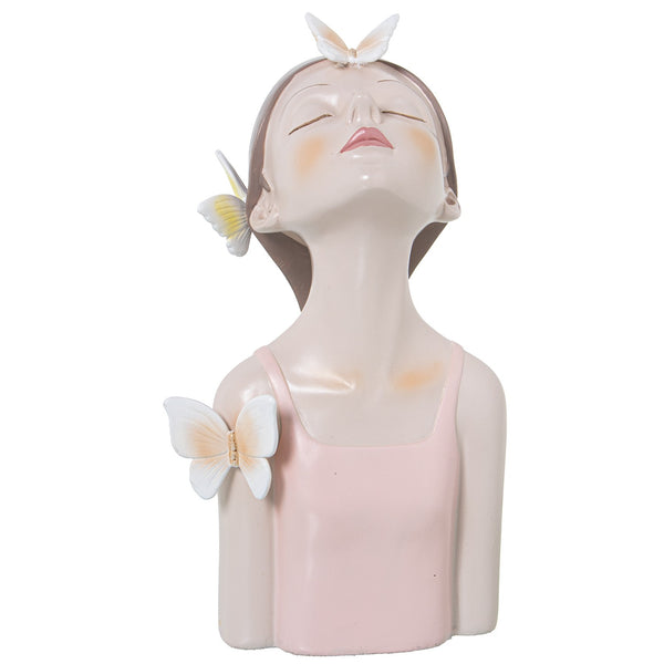 Figura niña con mariposas rosa