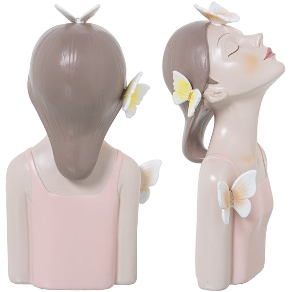 Figura niña con mariposas rosa