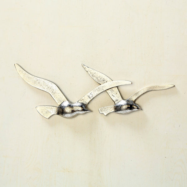 Set 3 gaviotas para pared champagne