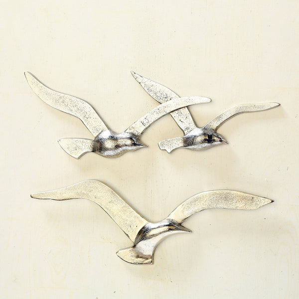 Set 3 gaviotas para pared champagne